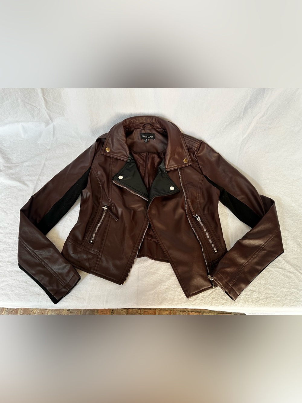 New Look Women's Dark Brown Faux Leather Moto Jacket